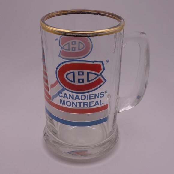 Canadiens Montreal Beer Glass with Handle and Gold Rim - Picture 1 of 12